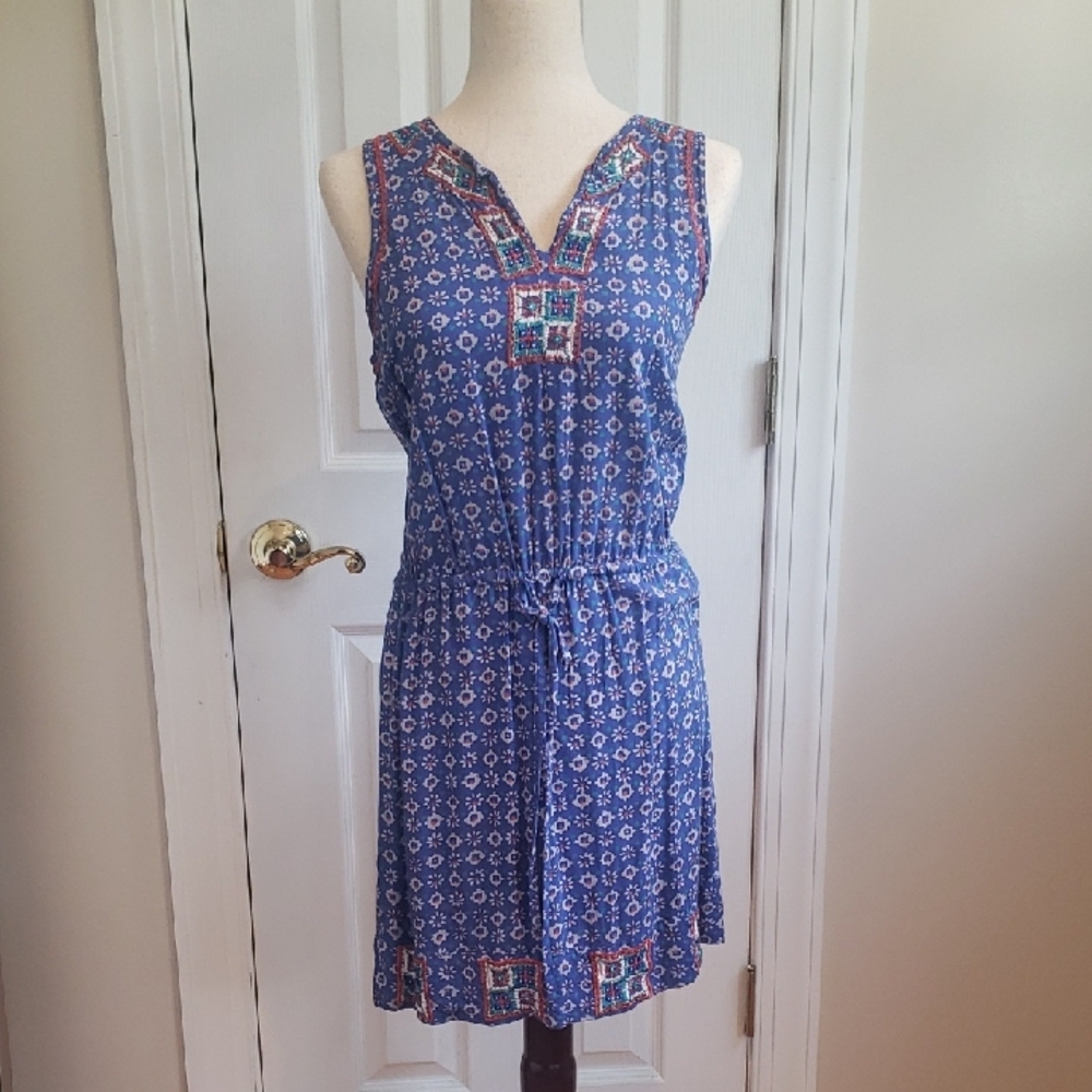 Lucky Brand Blue Patterned Mini Dress